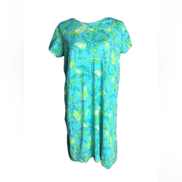 LILLY PULITZER Monkey Print Turquoise Mini Dress Size Small - Picture 1 of 5